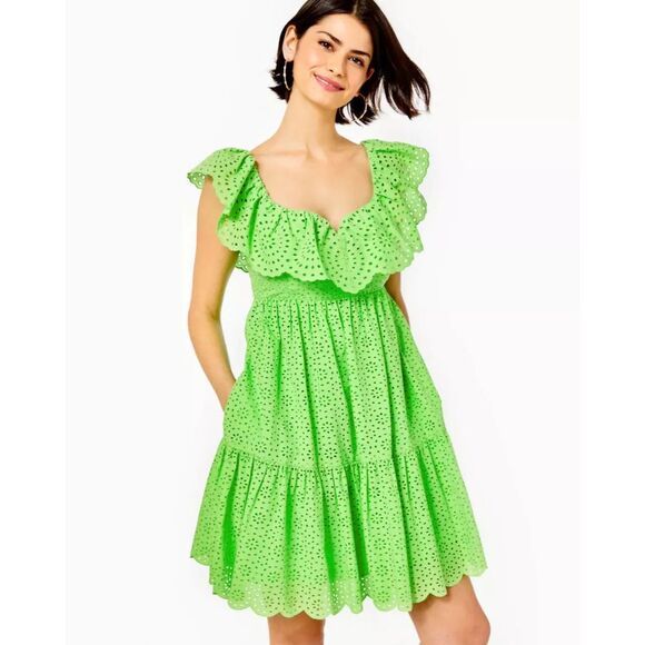 Lilly Pulitzer Dresses & Skirts - NWT Lilly Pulitzer Asteria Cabana Green Daisy‎ Dreams Eyelet Dress
